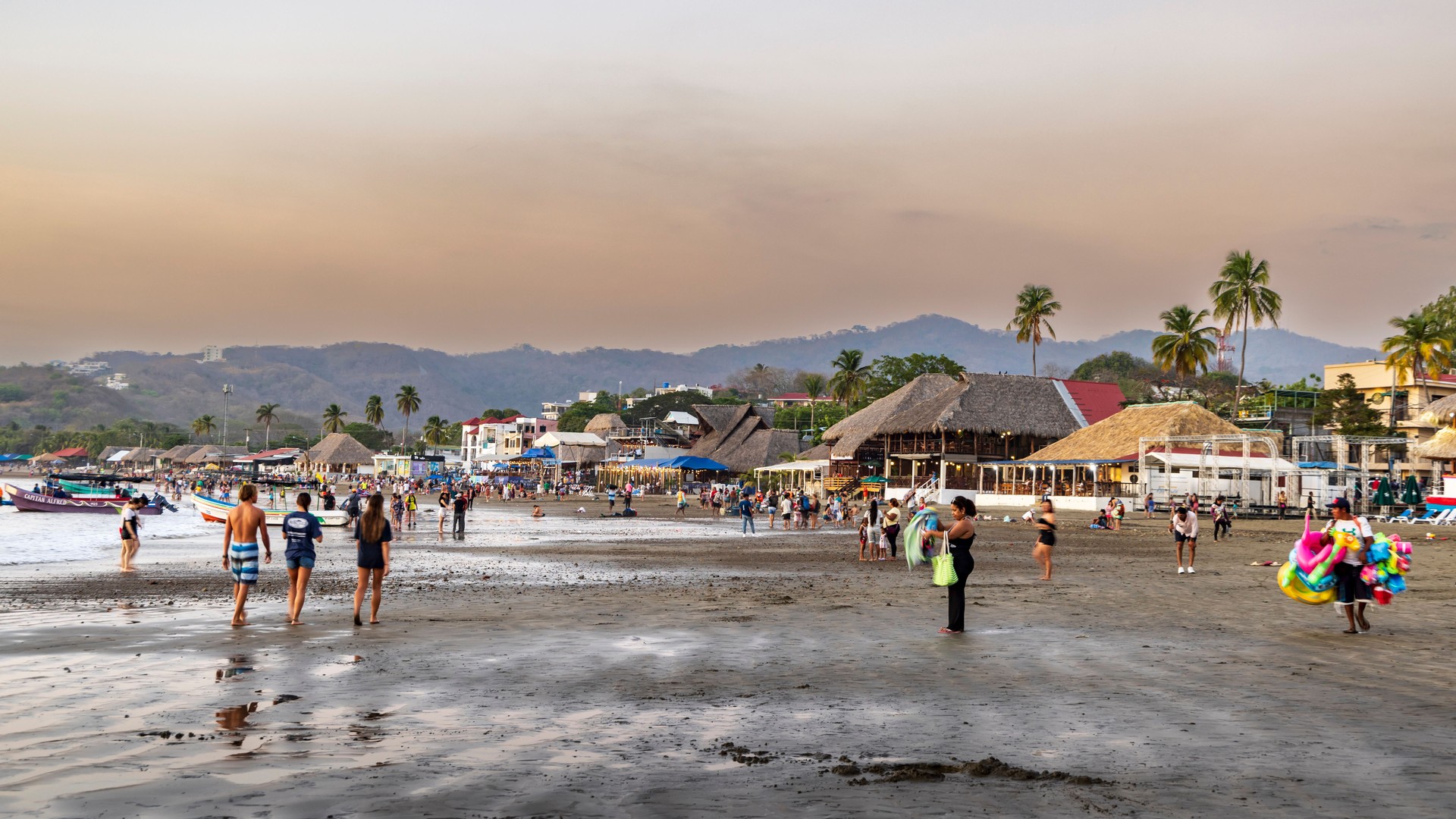 Sunset beach San Juan del Sur in Nicaragua